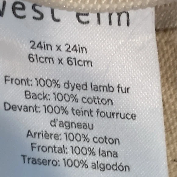West Elm Mongolian Lamb Fur Pillow cover pink 24”